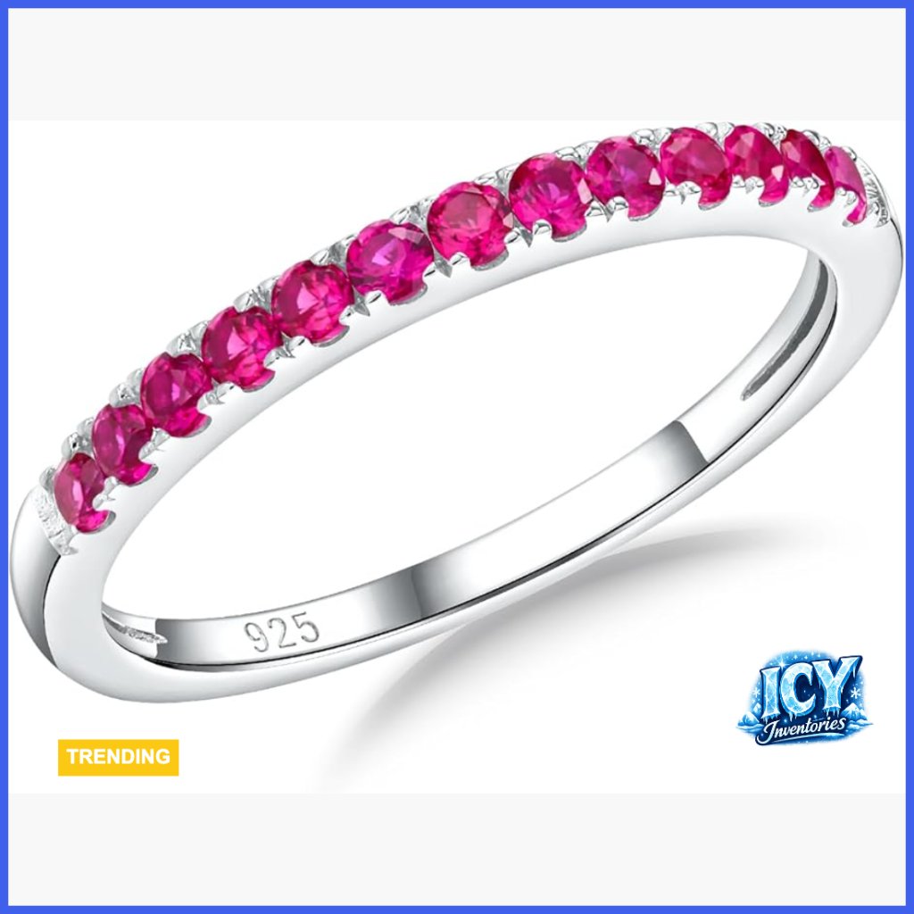 925 Sterling Silver Half Eternity Wedding Band Stackable Ring Size 7
